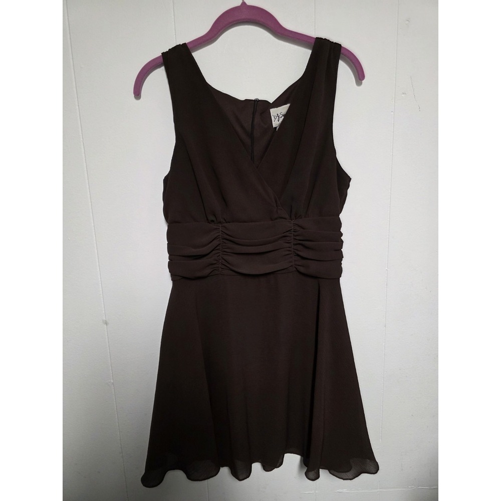 DJ Summers Brown Chiffon Dress Womens Size 12 Elegant Cocktail Party‎ Formal